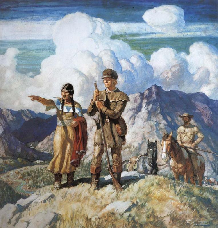 NC Wyeth Lewis and Clark oil painting image